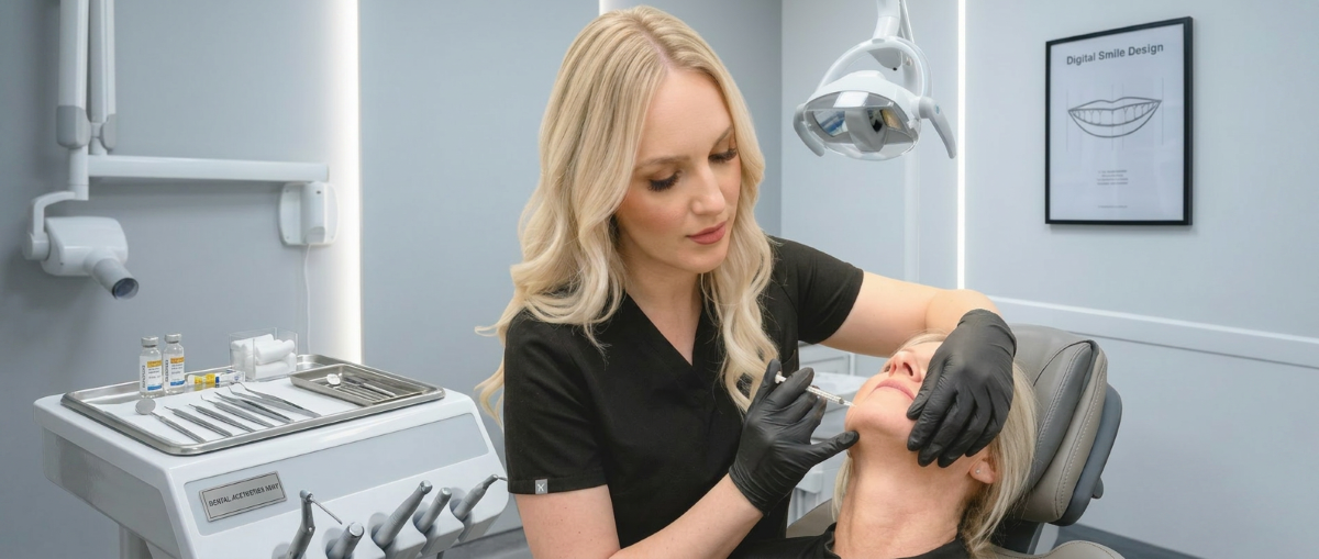 Therapeutic Botox Mississauga – dental professional administering precise neuromodulator injection to patient's jaw area for TMJ disorder and clenching relief at North Star Dentistry