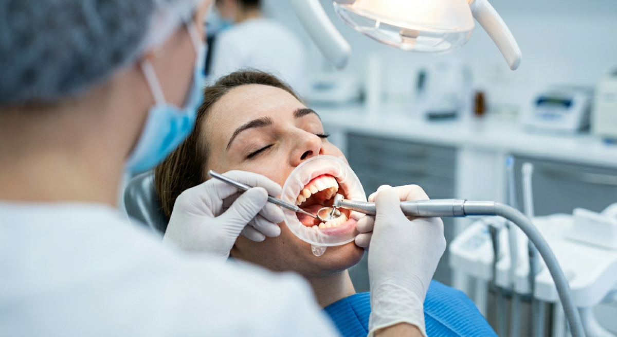 Root canal procedure in Mississauga showing a dentist performing endodontic treatment on a patient at North Star Dentistry